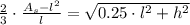 \frac{2}{3}\cdot \frac{A_{s}-l^{2}}{l} = \sqrt{0.25\cdot l^{2} + h^{2}}
