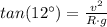 tan(12^{\circ}) = \frac{v^{2}}{R\cdot g }