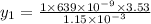 y_1=\frac{1\times 639\times 10^{-9}\times 3.53}{1.15\times 10^{-3}}