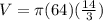 V=\pi (64)(\frac{14}{3} )