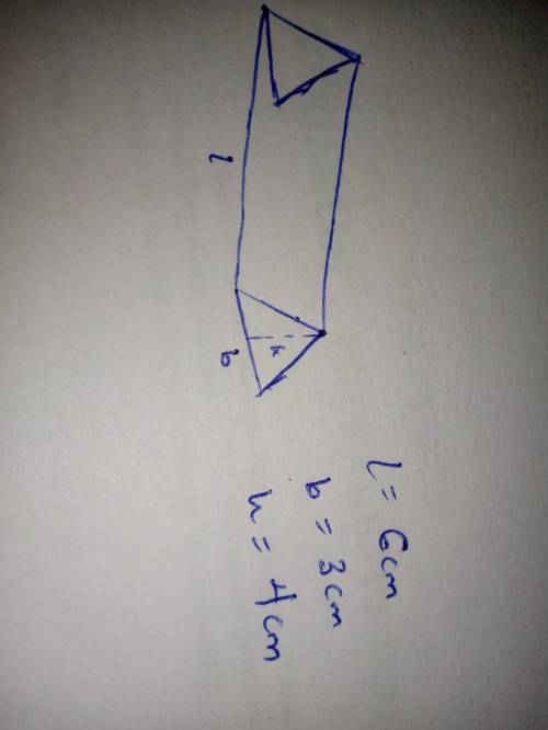 What is the volume of the triangular prism? A) 15 cm3 B) 18 cm3 C) 21 cm3 D) 24 cm3