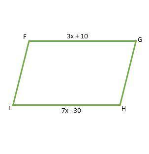MATHEMATICAL CONNECTIONS What value of x makes the quadrilateral a parallelogram? 3x + 10 ***