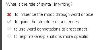 What is the role of syntax in writing?  to influence the mood through word choice?  to guide the str