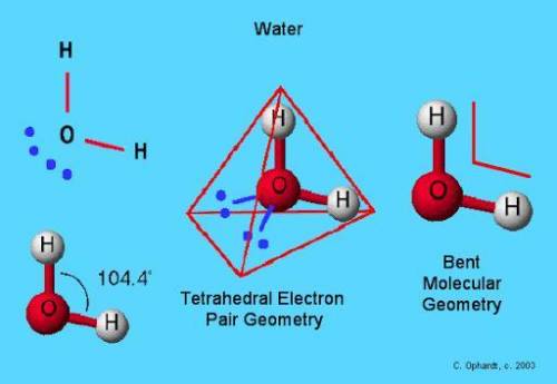 Which is a characteristic of the polar water molecule? a tetrahedral electron domain geometry with c