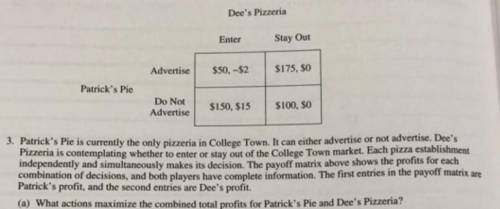 Patrick's Pie is currently the only pizzeria in College Town. It can either advertise or not adverti