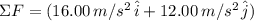 \Sigma F = (16.00 \, m/s^2 \, \hat{i} +  12.00 \, m/s^2 \, \hat{j})