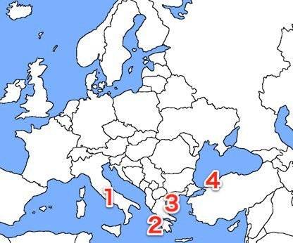 At is most powerful, the roman empire was centered closest to what number?  a) 1  b) 2  c) 3  d) 4