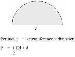 Find the perimeter of the stage shaped like a semi-circle (shown below), rounded to the nearest tent