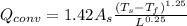 Q_{conv}  = 1.42 A_{s} \frac{(T_{s} - T_{f} )^{1.25} }{L^{0.25} }