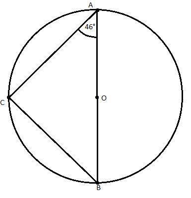 Angle  C CC is inscribed in circle  O OO. A B ‾ AB start overline, A, B, end overline is a diameter