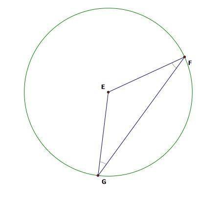 Given that arc GF has a measure of 108°, what is the measure of angle G?