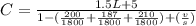 C = \frac{1.5L +5}{1 - ( \frac{200}{1800} + \frac{187}{1800} + \frac{210}{1800}) + ( \frac{v}{s})}