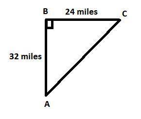 Pythagorean Theorem WordProblemsYou start driving north for 32 miles, turnright, and drive east for