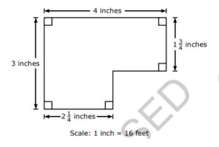 This diagram is a scale drawing of a store. To the nearest 50 square feet, what is the area of the a