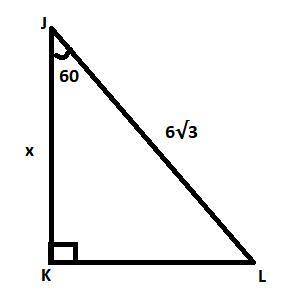 In the right triangle shown, m\angle J = 60^\circm∠J=60 ∘ m, angle, J, equals, 60, degrees and JL =