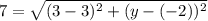 7=\sqrt{(3-3)^2+(y-(-2))^2}