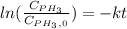 ln(\frac{C_{PH_3}}{C_{PH_3,}_0} )=-kt