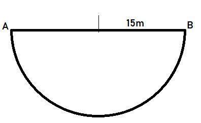 Semi circle M has a radius of 15 inches. If an ant walks from A to B directly along diameter AB and