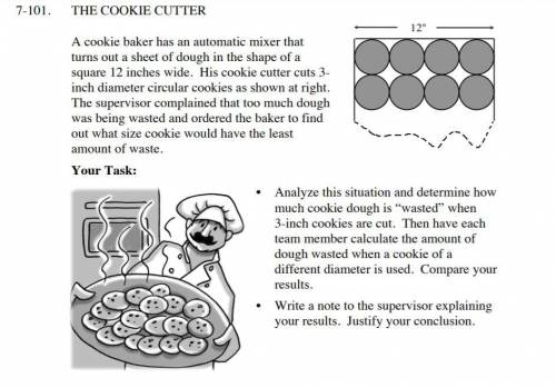Analyze this situation and determine how much cookie dough is wasted when 3-inch cookies are cut.