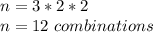 n=3*2*2\\n=12\ combinations