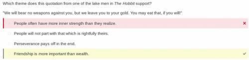 Which theme does this quotation from one of the lake men in The Hobbit support? We will bear no wea