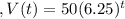 ,V(t)=50(6.25)^t
