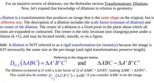 If P is the preimage Of a point, then it’s image after a dilation centered at the origin with the sc