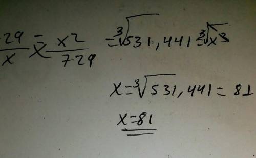 The ratio 729:x is equivalent to the ratio x²:729. What is the value of x?