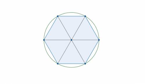 If we inscribe a circle such that it is touching all six corners of a regular hexagon of side 10 inc