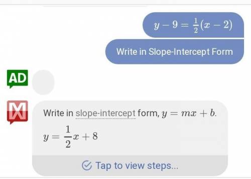 The equation of a line in the point-slope form is show below. y – 9 = 1/5(x-2) What is the slope of