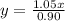 y = \frac{1.05x}{0.90}