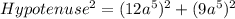 Hypotenuse^2=(12a^5)^2+(9a^5)^2