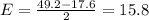E = \frac{49.2-17.6}{2}= 15.8