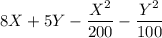 8X+5Y - \dfrac{X^2}{200}- \dfrac{Y^2}{100}
