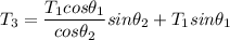 T_3 = \dfrac{T_1cos \theta_1}{cos \theta_2}sin \theta_2+T_1sin \theta_1