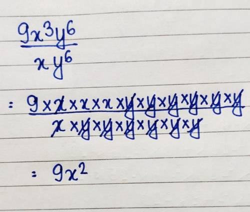 9x^3y^6/xy^6 Solve using only positive exponents