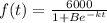 f(t) =  \frac{6000}{1 + Be^{-kt}}