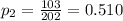 p_{2}=\frac{103}{202}=0.510