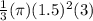 \frac{1}{3}(\pi )(1.5)^{2}(3)