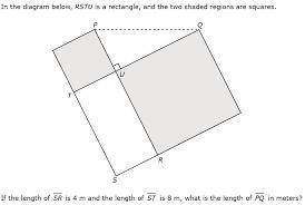 In the diagram below, RSTU is a rectangle, and the two shaded regions are squares.

If the length of