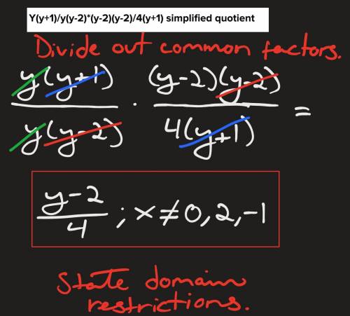 Y(y+1)/y(y-2)*(y-2)(y-2)/4(y+1) simplified quotient