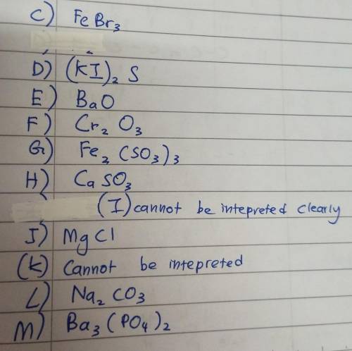 A) Cu2+ + Bu?

Chemical Formula =CuBuz(Need 2 anions and 1 cation)B) Fe2++02Chemical Formula =Feo(Ne