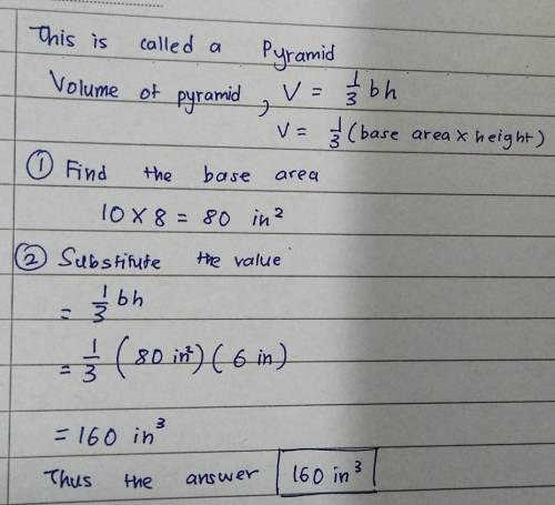Please find the VOLUME of this figure... Write the formula and plug in the values... Write your answ