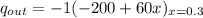 q_{out} = -1 (-200+60x)_{x=0.3}