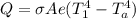 Q = \sigma A e (T_1^4 - T_a^4)