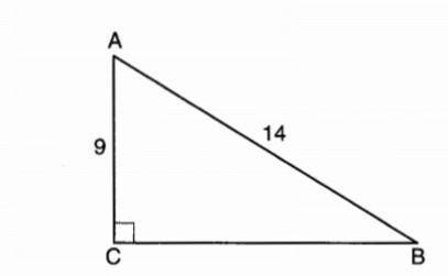 In the diagram of right triangle ABC shown below, AB = 14 and AC = 9. What is the measure of angle A