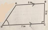 In trapazoid abcd ab is parallel to dc, bc is perpendicular to dc determine the measure of d to the