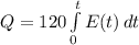 Q = 120 \int\limits^{t}_{0} { E(t) } \, dt