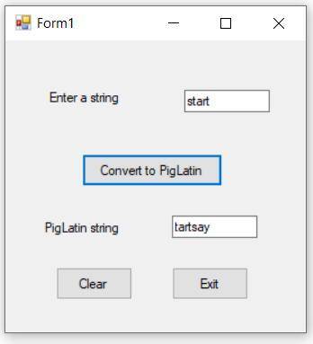 Write a program in C# : Pig Latin is a nonsense language. To create a word in pig Latin, you remove