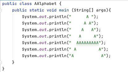 Write a program to output a big A like the one below